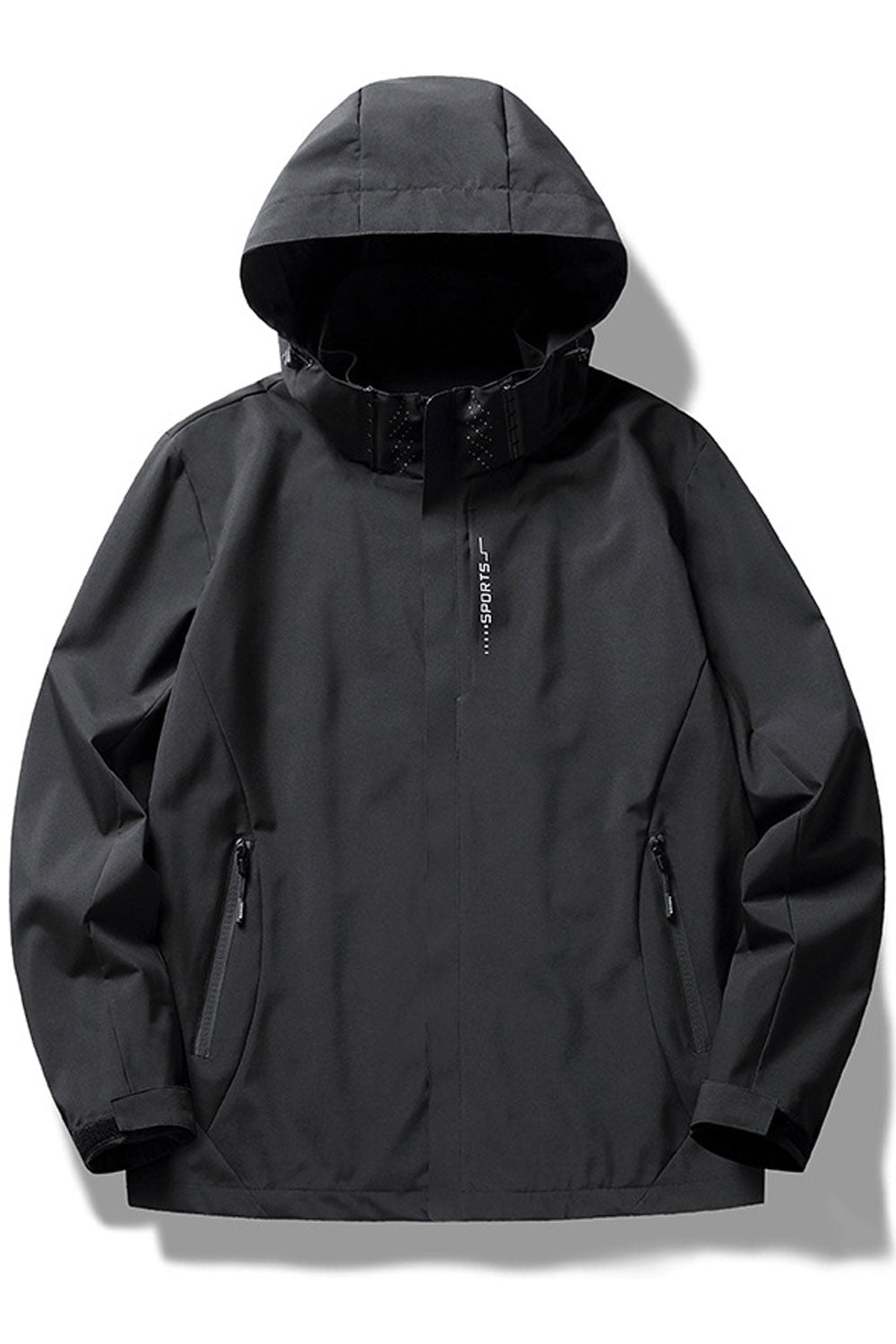 Women Fashionable Drawstring Hooded Neck Loose Long Sleeves Stretchable Velcro Cuff Front Zip Fastener & Side Zippered Pocket Lo