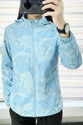 Women Camouflage Patterned Stand Collar Neck Comfy Stretchable Cuff Easy Front Zippered Closure Winter Casual Jacket