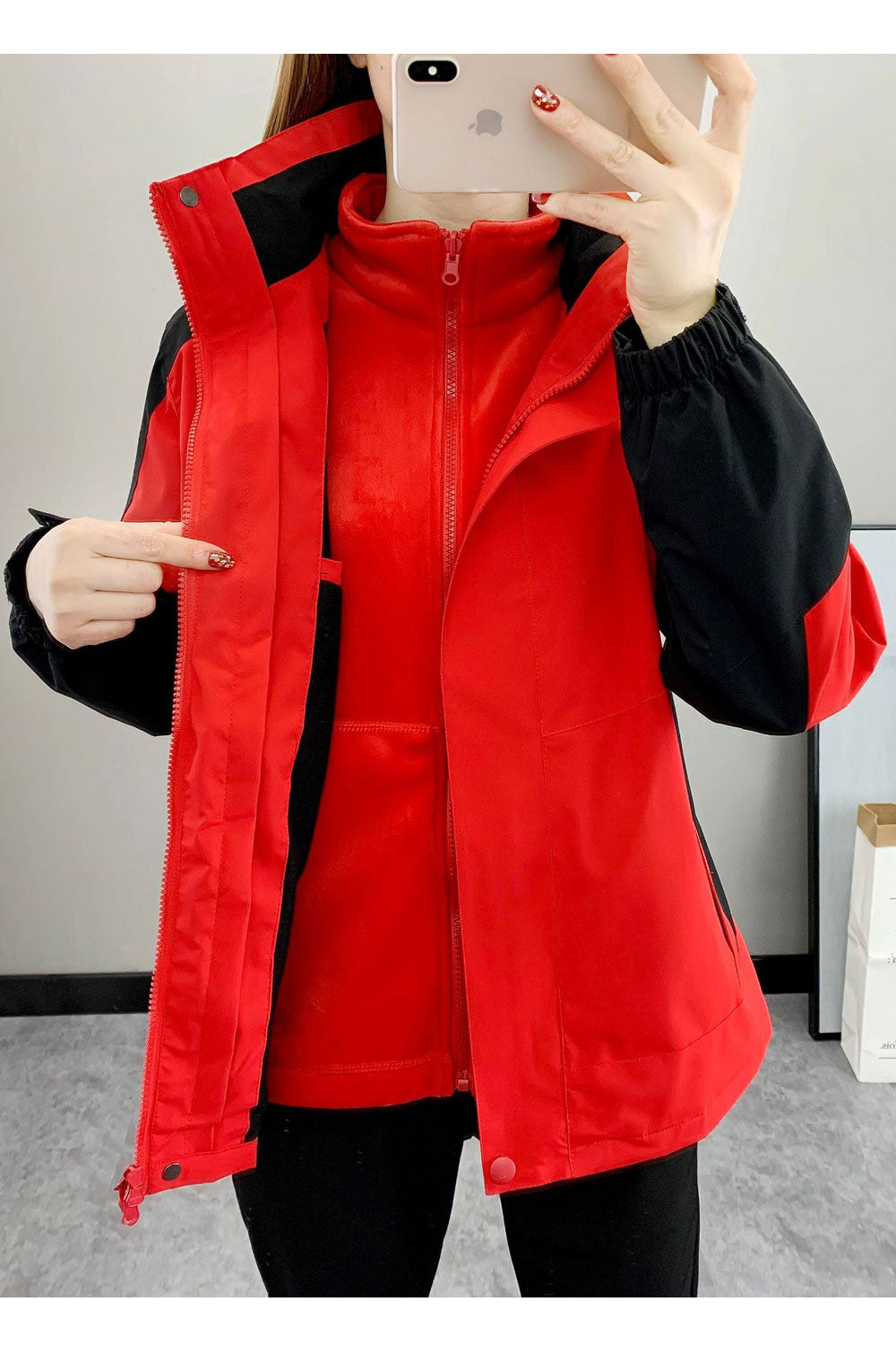 Women Classy Hooded Neck Loose Long Sleeves Velcro Cuff & Side Straight Zippered Pocket Pocket Snug Winter Casual Jacket
