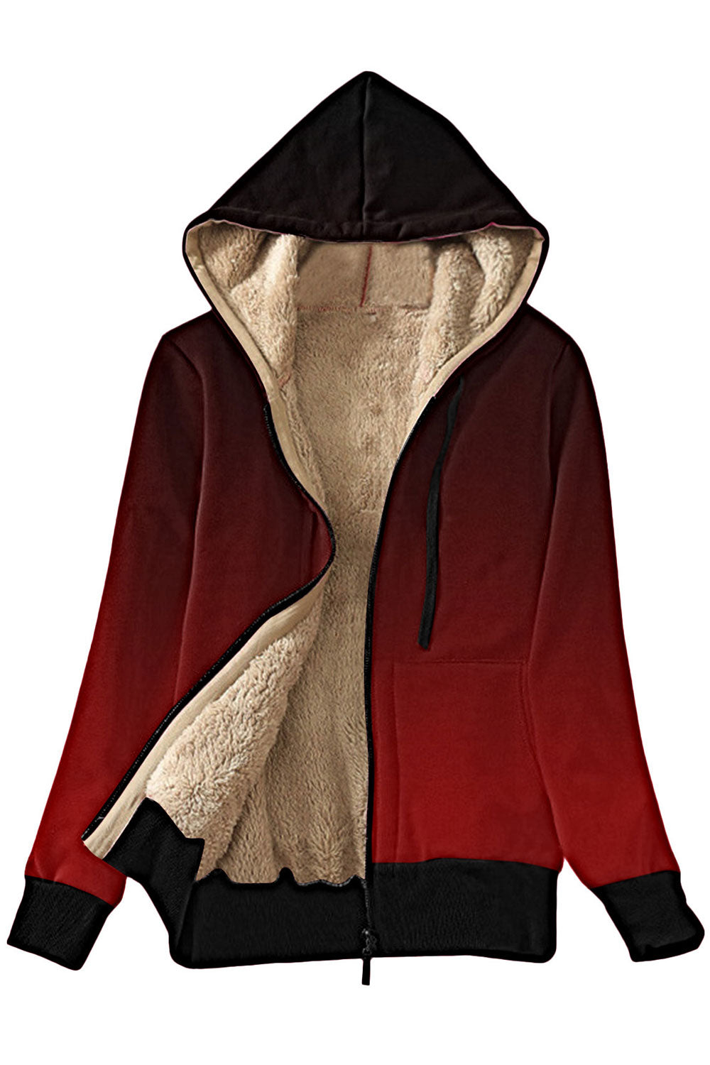 Women Butterfly Printed Hooded Neck Long Sleeves Knitted Ribbed Cuff & Hem Super Smooth Linen Winter Casual Jacket