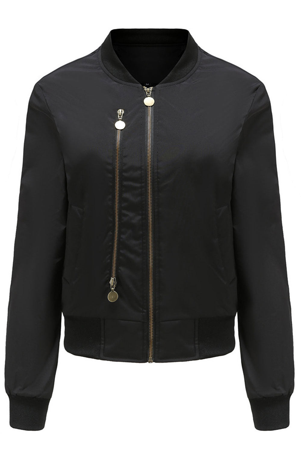 Women Charming Stand Collar Neck Knitted Ribbed Cuff & Hem Snug Casual Winter Jacket