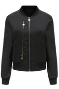 Women Charming Stand Collar Neck Knitted Ribbed Cuff & Hem Snug Casual Winter Jacket