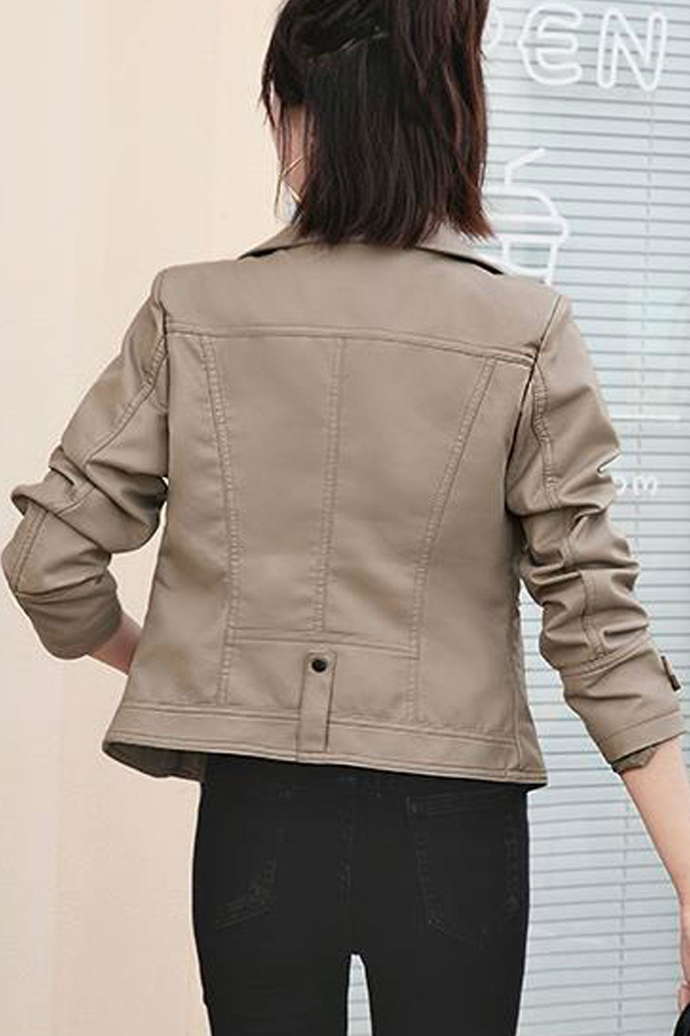 Women Exciting Collar Neck Amazing Pockets Zip Closure Interesting Winter Leather Jacket