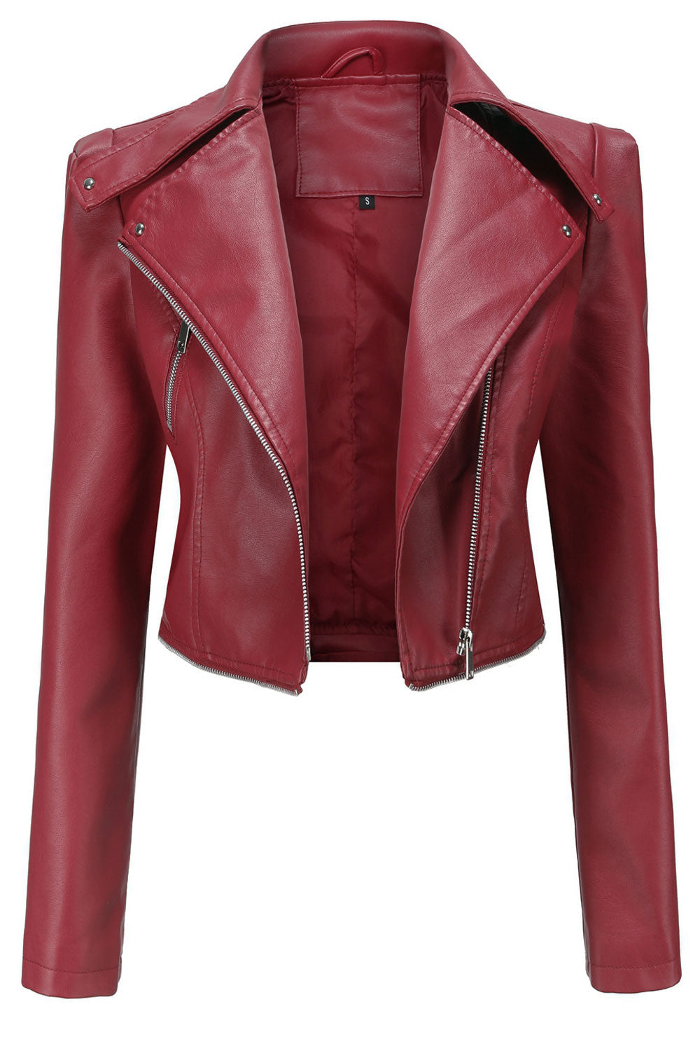 Women Suit Style Lapel Collar Neck Soft Long Sleeves Side Zippered pocket & Moveable Front Zippered Pocket Warm Winter Leather J