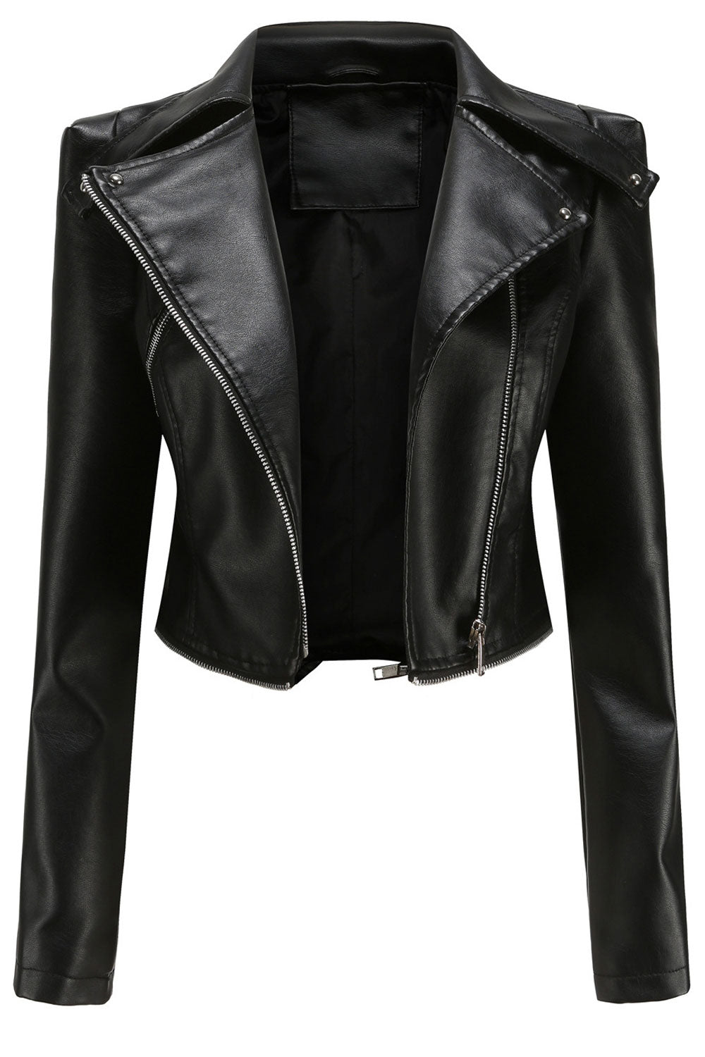 Women Suit Style Lapel Collar Neck Soft Long Sleeves Side Zippered pocket & Moveable Front Zippered Pocket Warm Winter Leather J