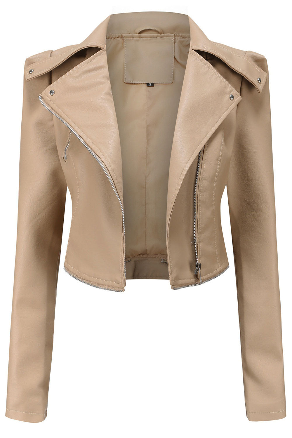 Women Suit Style Lapel Collar Neck Soft Long Sleeves Side Zippered pocket & Moveable Front Zippered Pocket Warm Winter Leather J