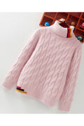 Kids Girls Straight Shape Solid Pattern Winter Sweater
