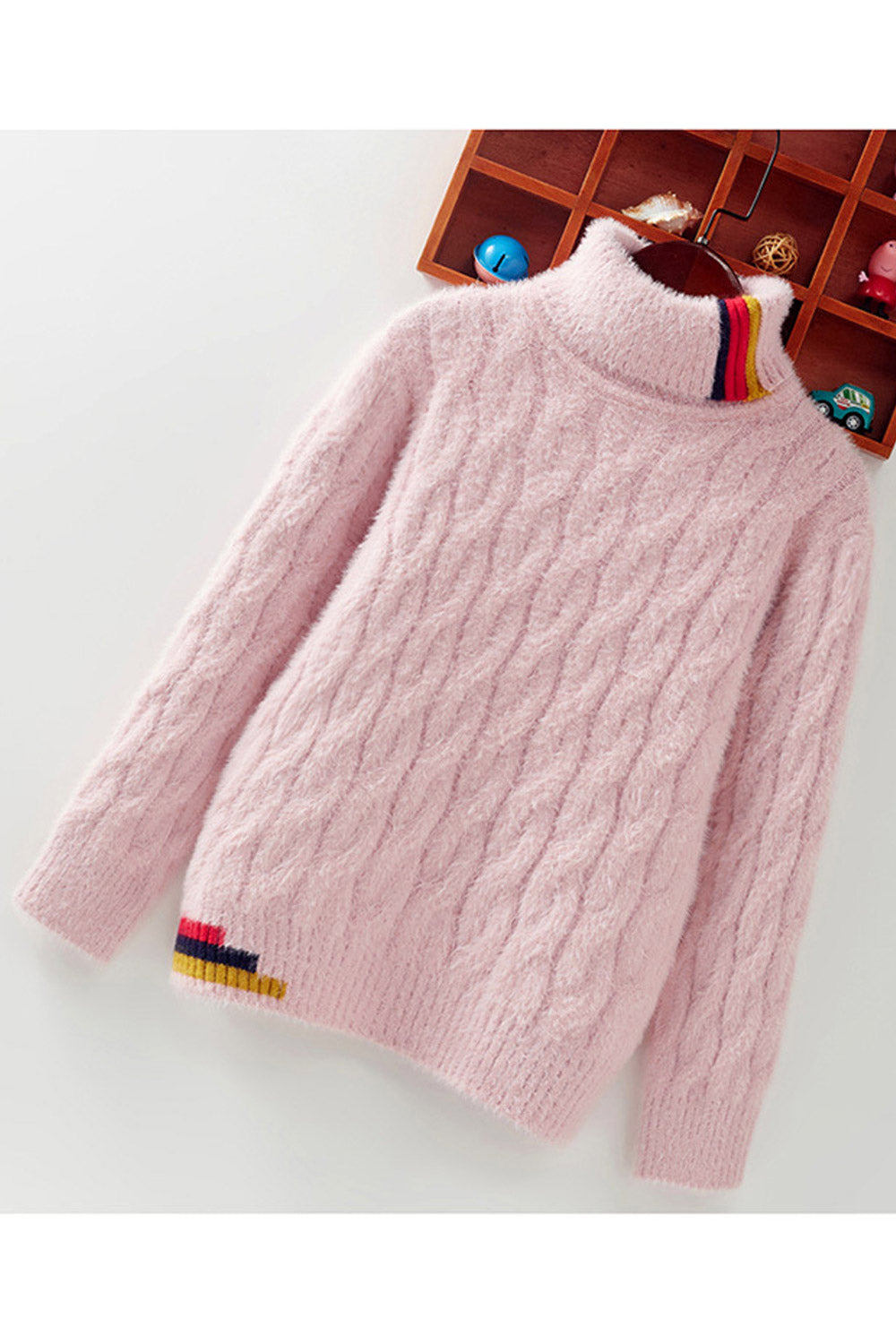 Kids Girls Straight Shape Solid Pattern Winter Sweater