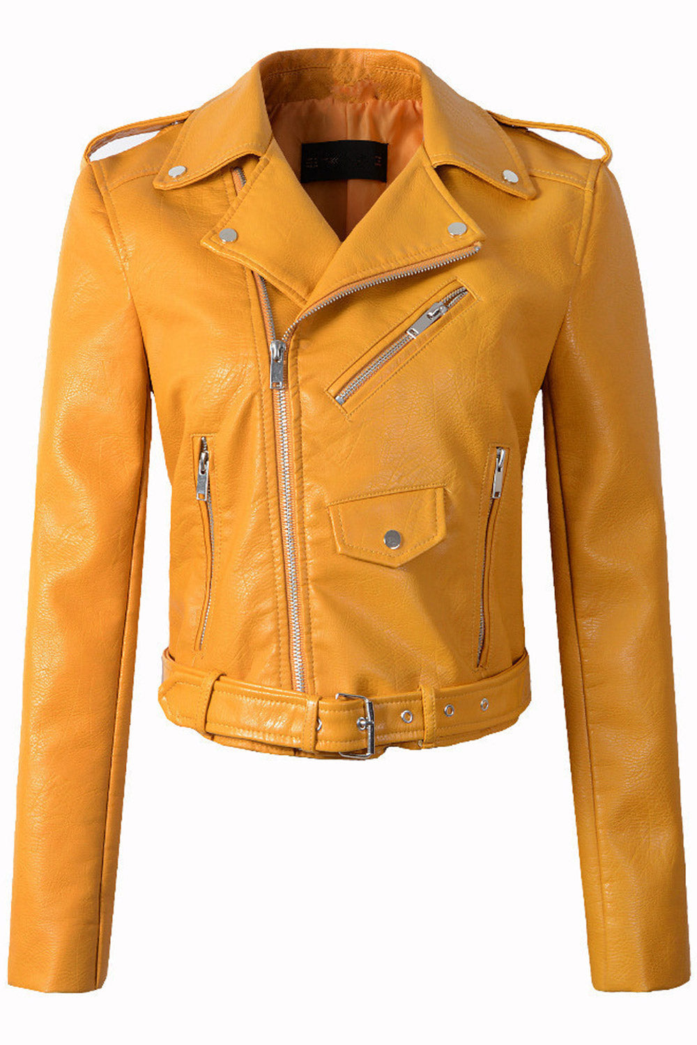 Women Lovely Adjustable Waist Strap Belt Collar Neck Comfortable Winter Leather Jacket