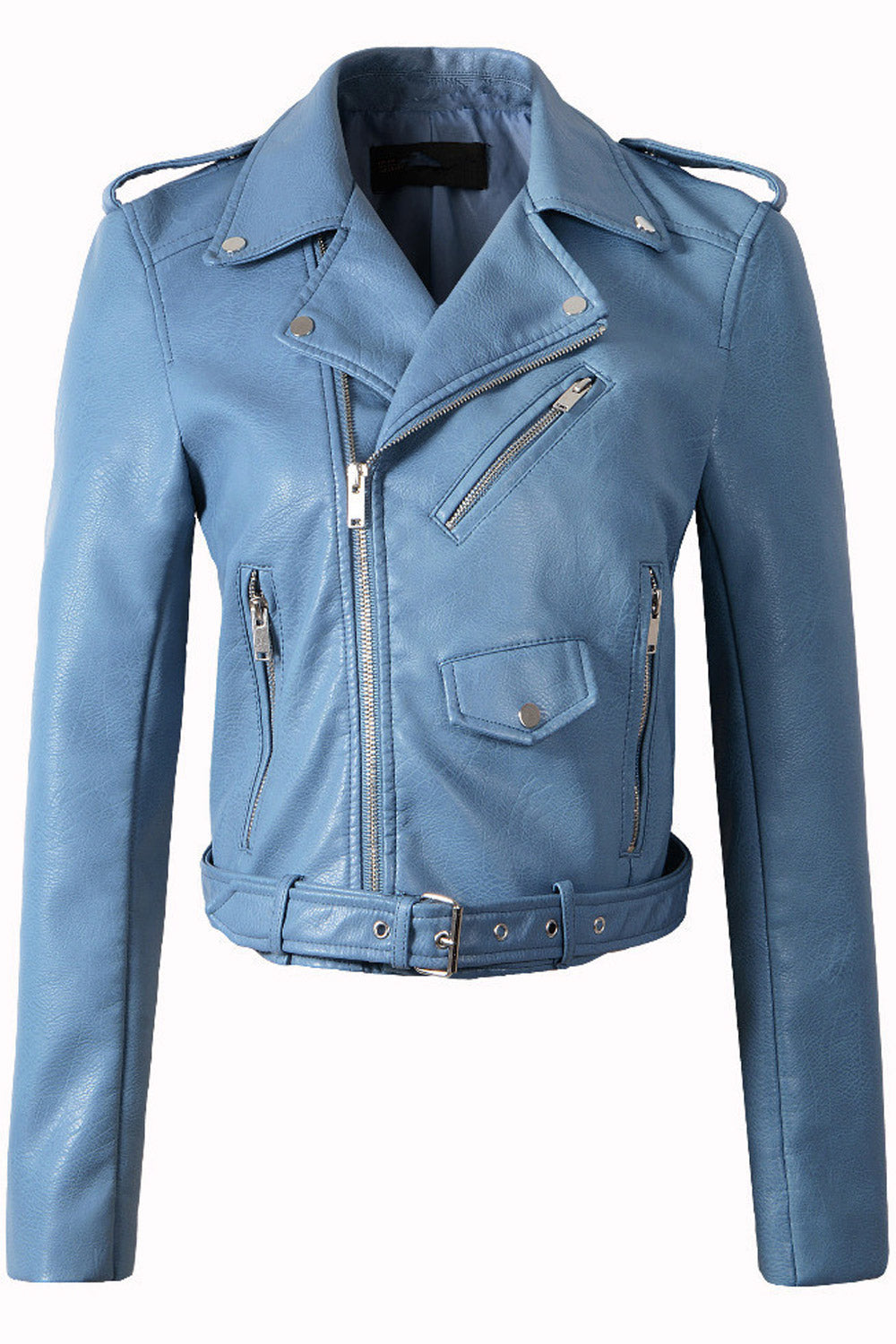 Women Lovely Adjustable Waist Strap Belt Collar Neck Comfortable Winter Leather Jacket