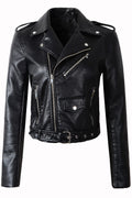 Women Lovely Adjustable Waist Strap Belt Collar Neck Comfortable Winter Leather Jacket