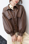 Women Superb Solid Pattern Collar Neck Buttoned Closure Waist Drawcords Smooth Buttoned Fastener & Front Flap Pocket Warm Winter