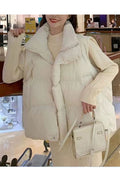 Women One Sided Bust Stylish Pocket Solid Pattern Padded Vest