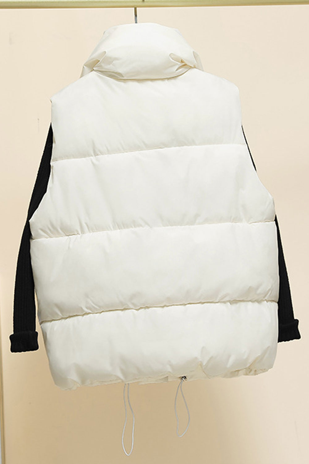 Women Long Zipper Side Two Pockets Comfortable Padded Vest