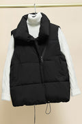 Women Long Zipper Side Two Pockets Comfortable Padded Vest