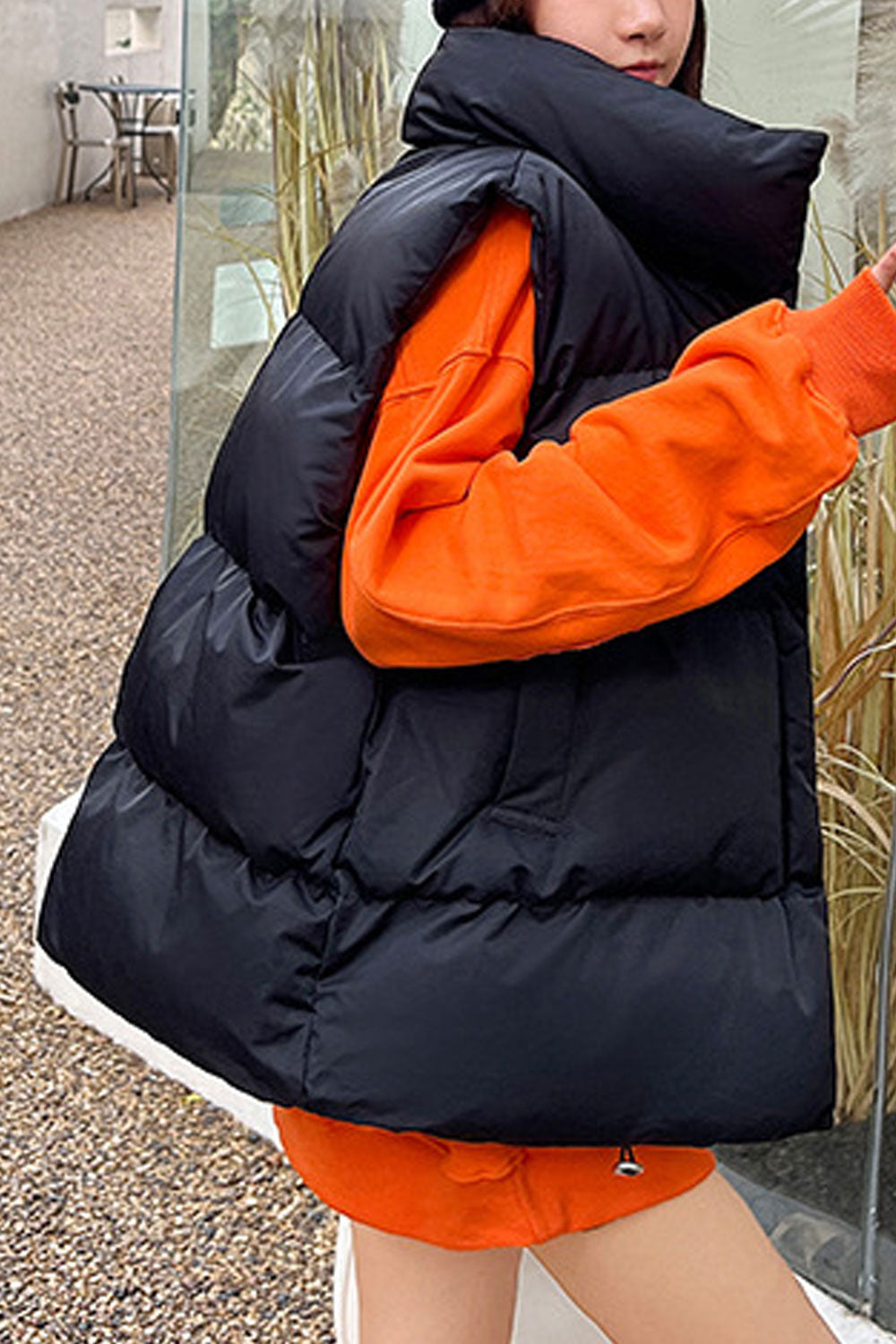 Women High Neck Long Zipper Lovely Comfortable Padded Vest