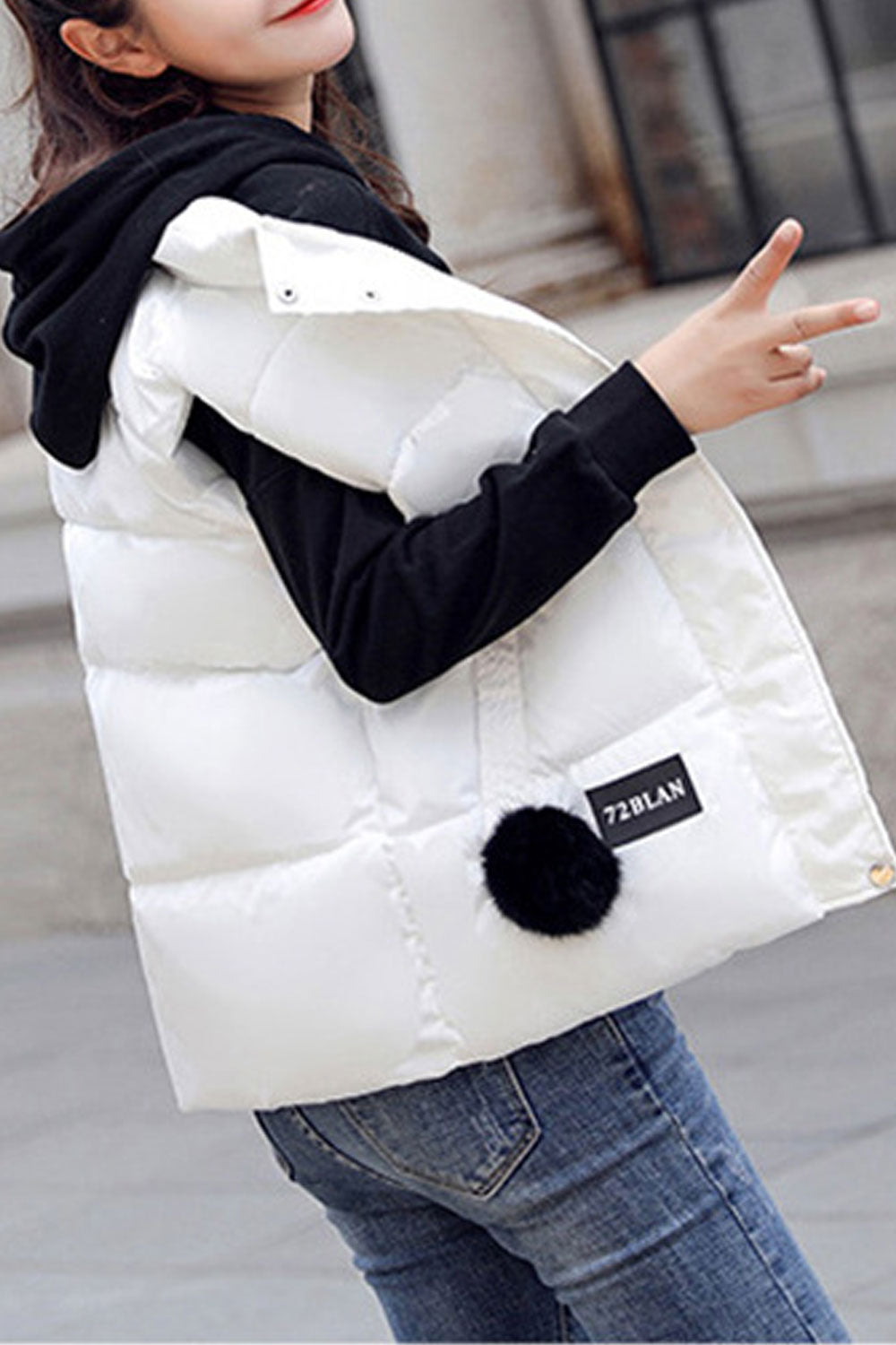 Women Stylish Long Front Zipper Side Pocket Padded Vest