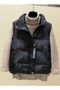 Women Stylish Long Front Zipper Side Pocket Padded Vest