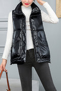 Women Small Collar Big Waist Pocket Stylish Padded Vest