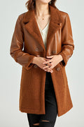 Women Awesome Above The Knee Collar Neck Coat Style Fashionable & Comfortable Winter Leather Jacket