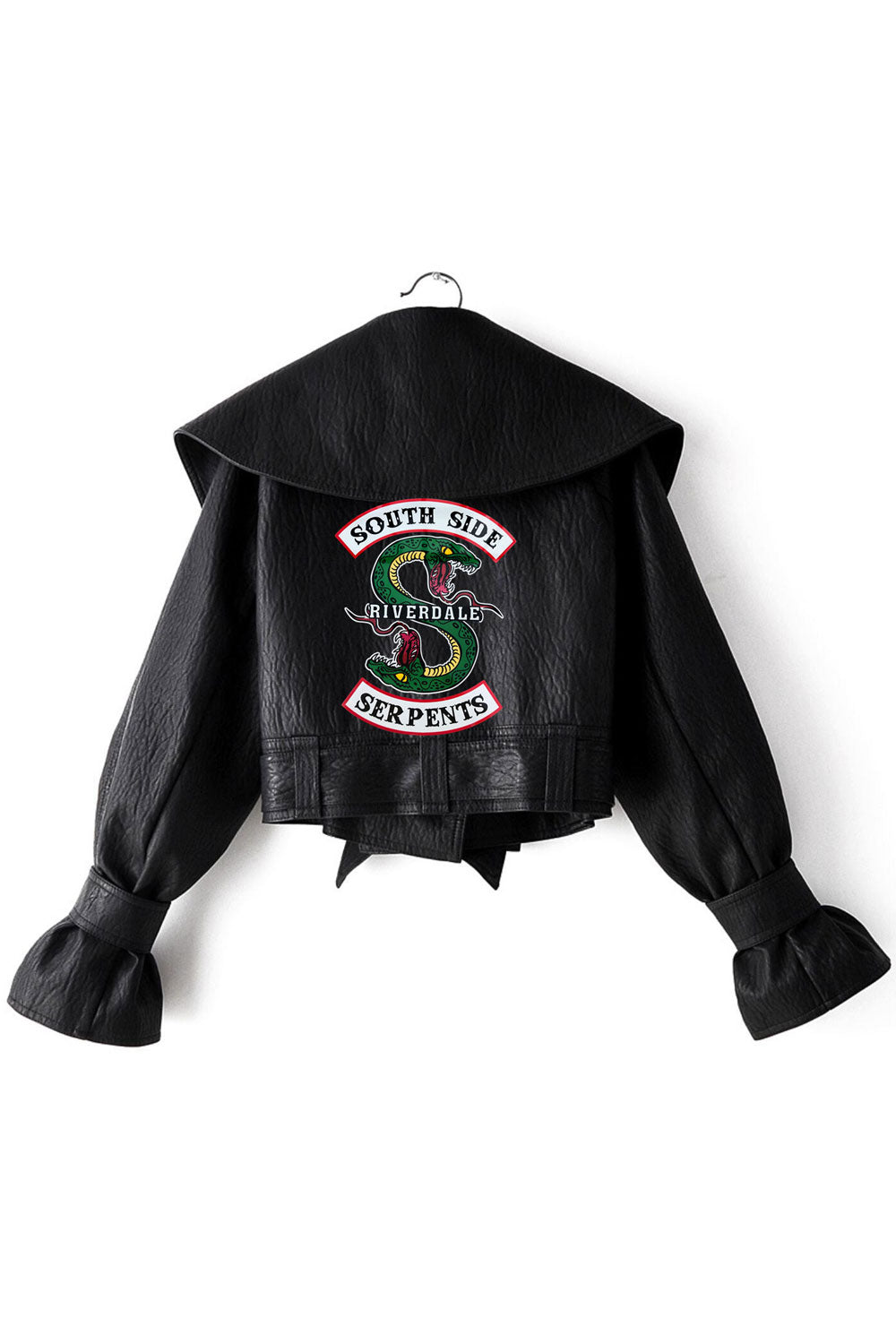 Women Awesome Lapel Collar Neck Belt Waist Fancy Long Sleeve Winter Leather Jacket