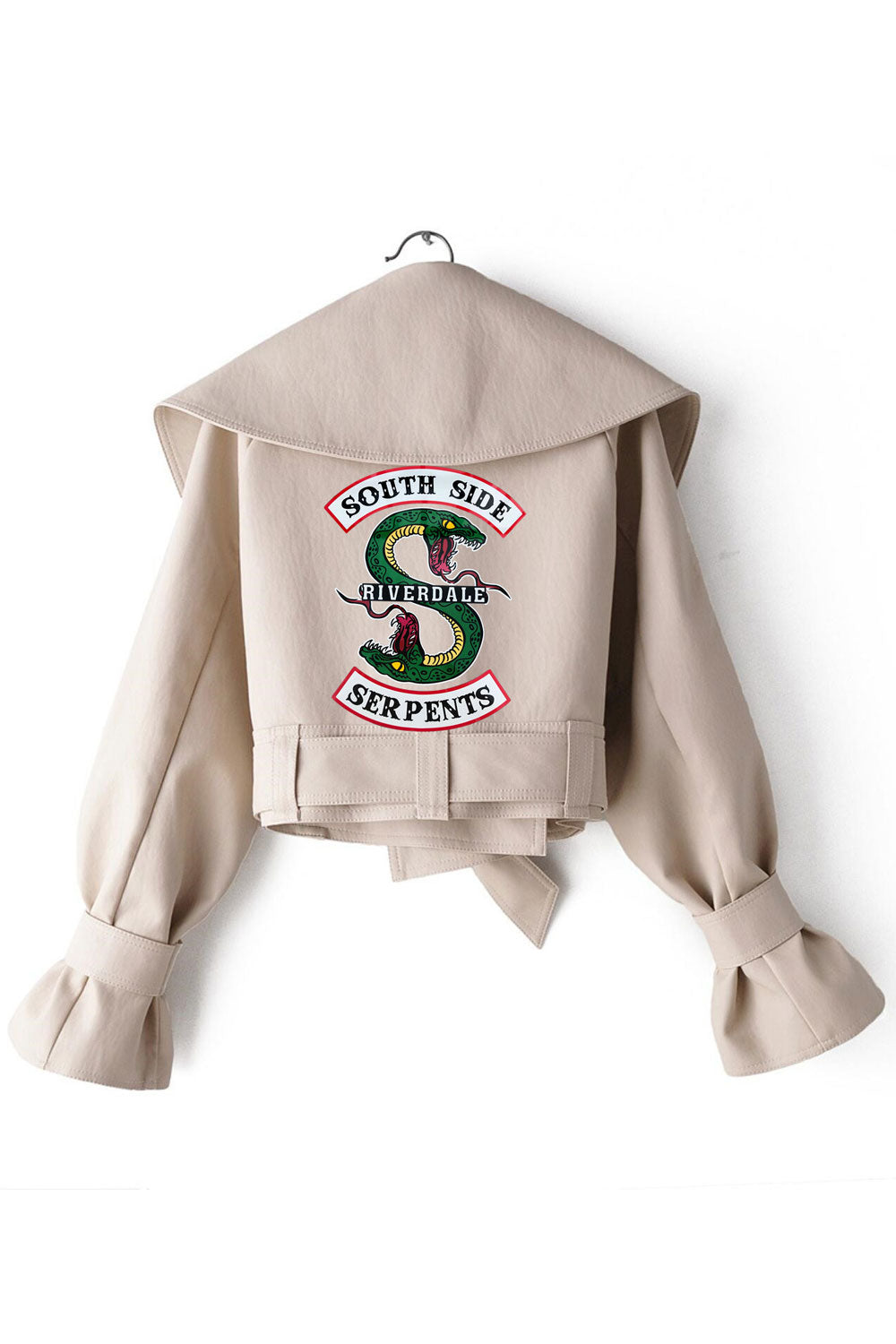 Women Awesome Lapel Collar Neck Belt Waist Fancy Long Sleeve Winter Leather Jacket