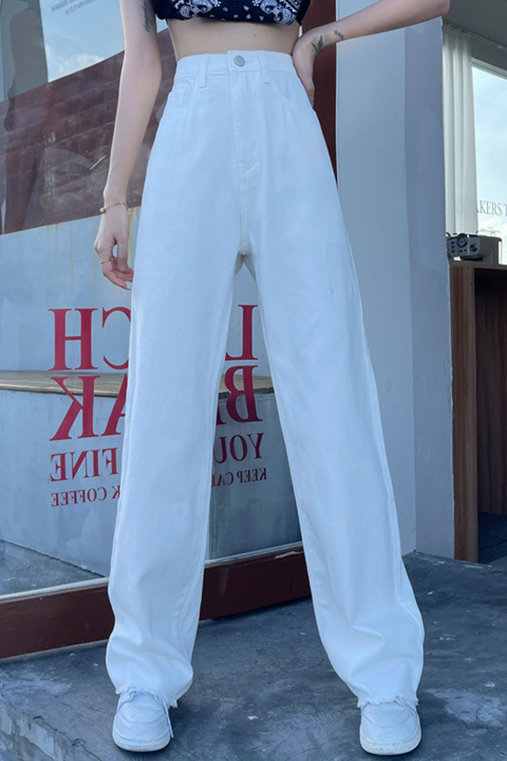 Women Awesome Solid Colored Weekend Straight Fashion Restful Wide-Legs Summer Comfortable Jeans