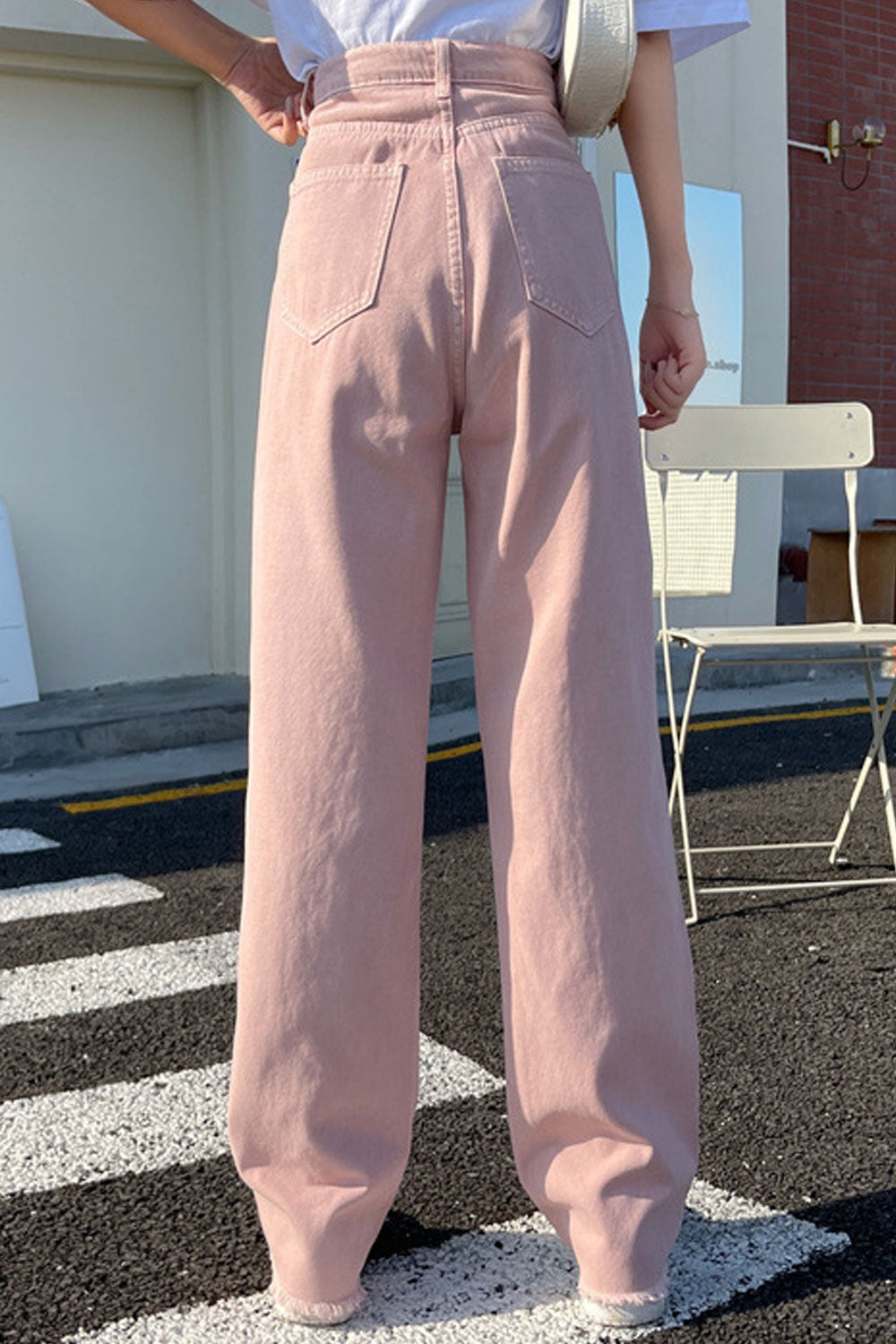 Women Awesome Solid Colored Weekend Straight Fashion Restful Wide-Legs Summer Comfortable Jeans