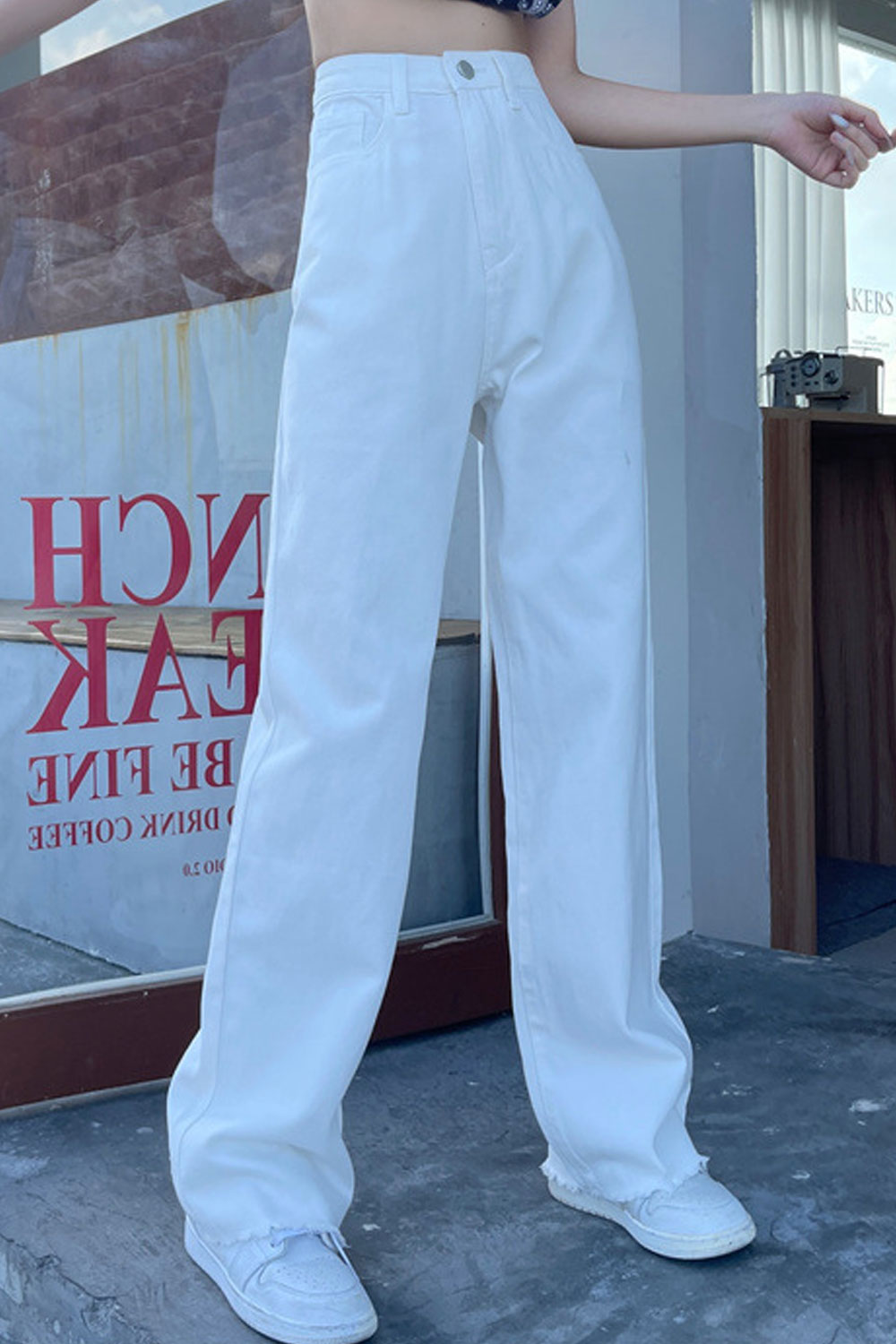 Women Awesome Solid Colored Weekend Straight Fashion Restful Wide-Legs Summer Comfortable Jeans