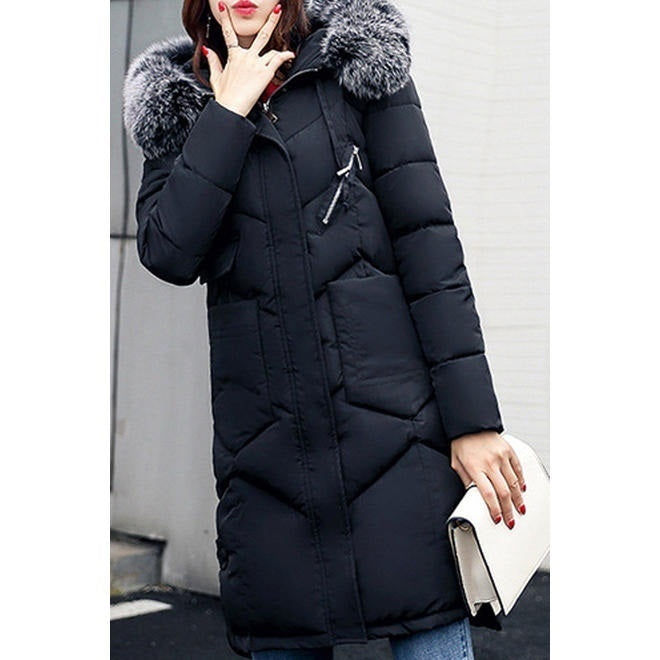 Women Drawstring Warm Padded Loose Winter Jacket