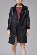 Women Latest Stylish Relax able Material Collar Neck Looses Long Sleeves & Patch Pocket Buttoned Fastener Warm Winter Leather Tr