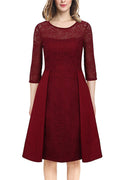 Women Apealing Lace Crafted Shoulder & Sleeve Beautiful Swing Skirt Style Princess Dress