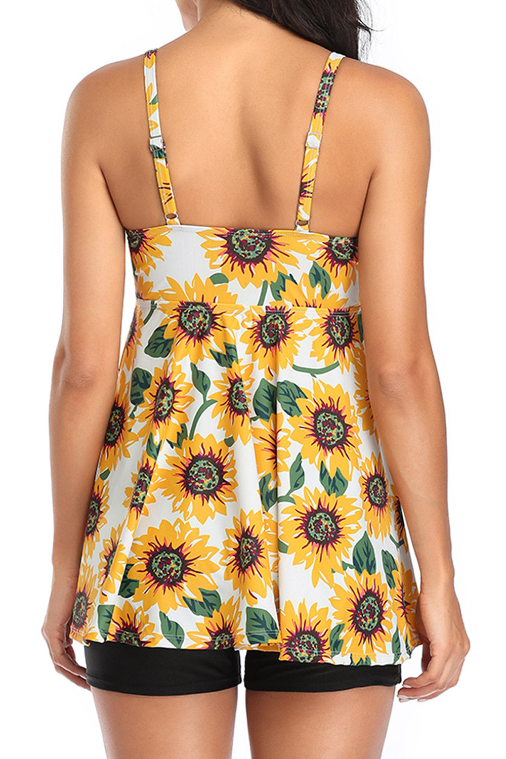 Women Split Sunflower Printing Long Skirt Bathing Suit