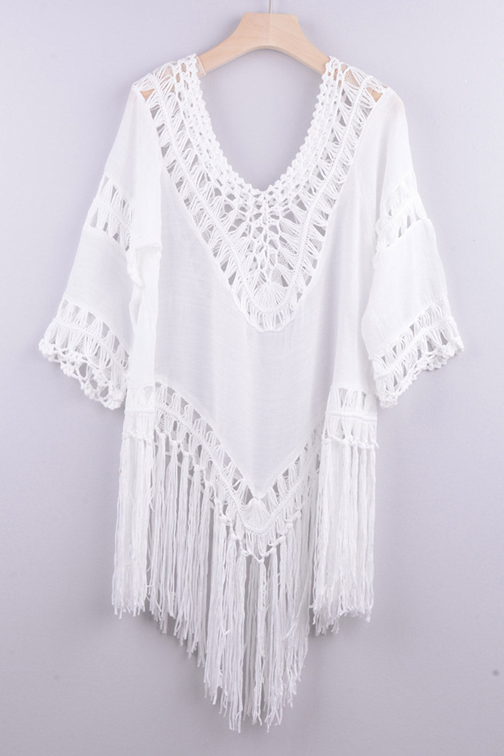 Women Fashion Hollow Out Dress Solid Lace Beach Cover Up