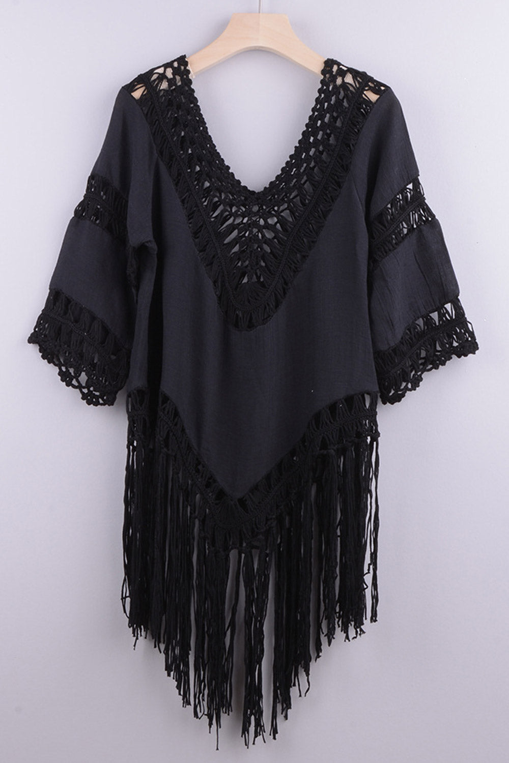 Women Fashion Hollow Out Dress Solid Lace Beach Cover Up