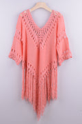 Women Fashion Hollow Out Dress Solid Lace Beach Cover Up