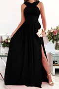 Women Elegant Cross Wrap Halter Straps Summer Evening Wedding Dress