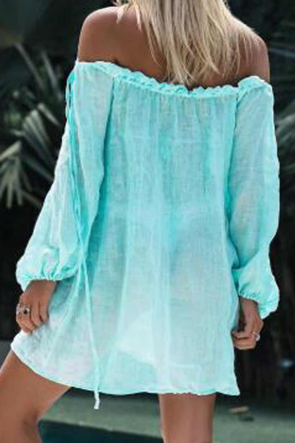 Women Loose Pullover Off Shoulder Blouse Beach Cover Up