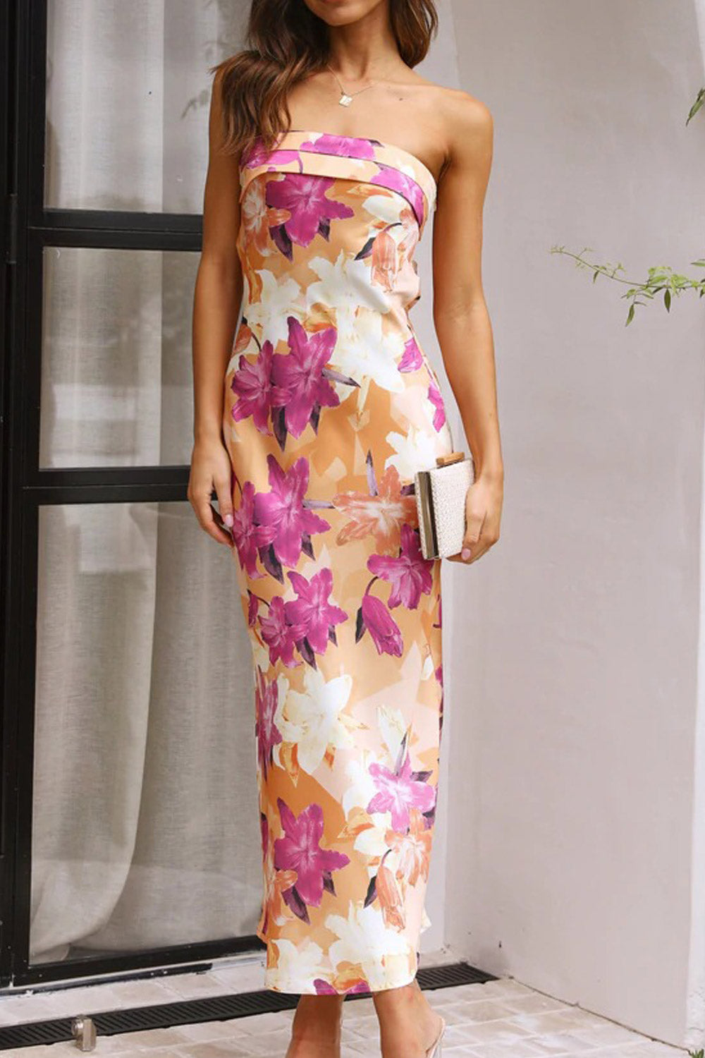 Women Backless Sexy Party Off Shoulder Maxi Long Floral Dress