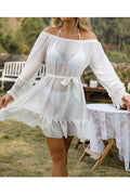 Women Off Shoulder Loose-Fitting Solid Party Summer Dress