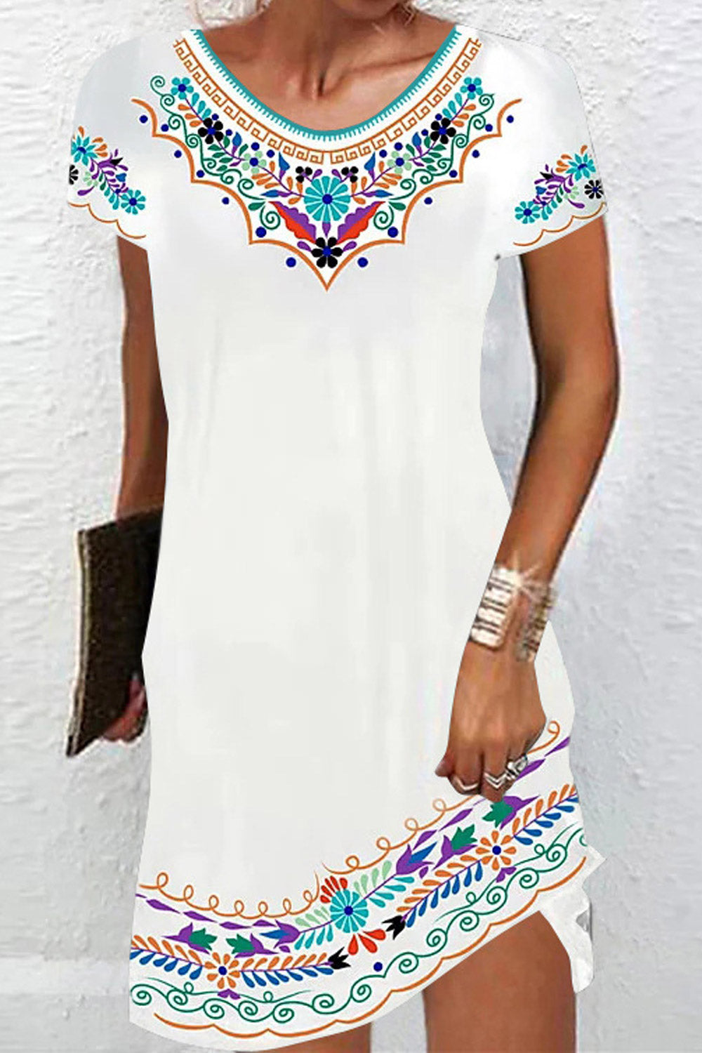 Women Plus Summer Vintage Pattern Printed Elegant Party Dress