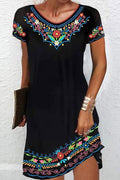 Women Plus Summer Vintage Pattern Printed Elegant Party Dress