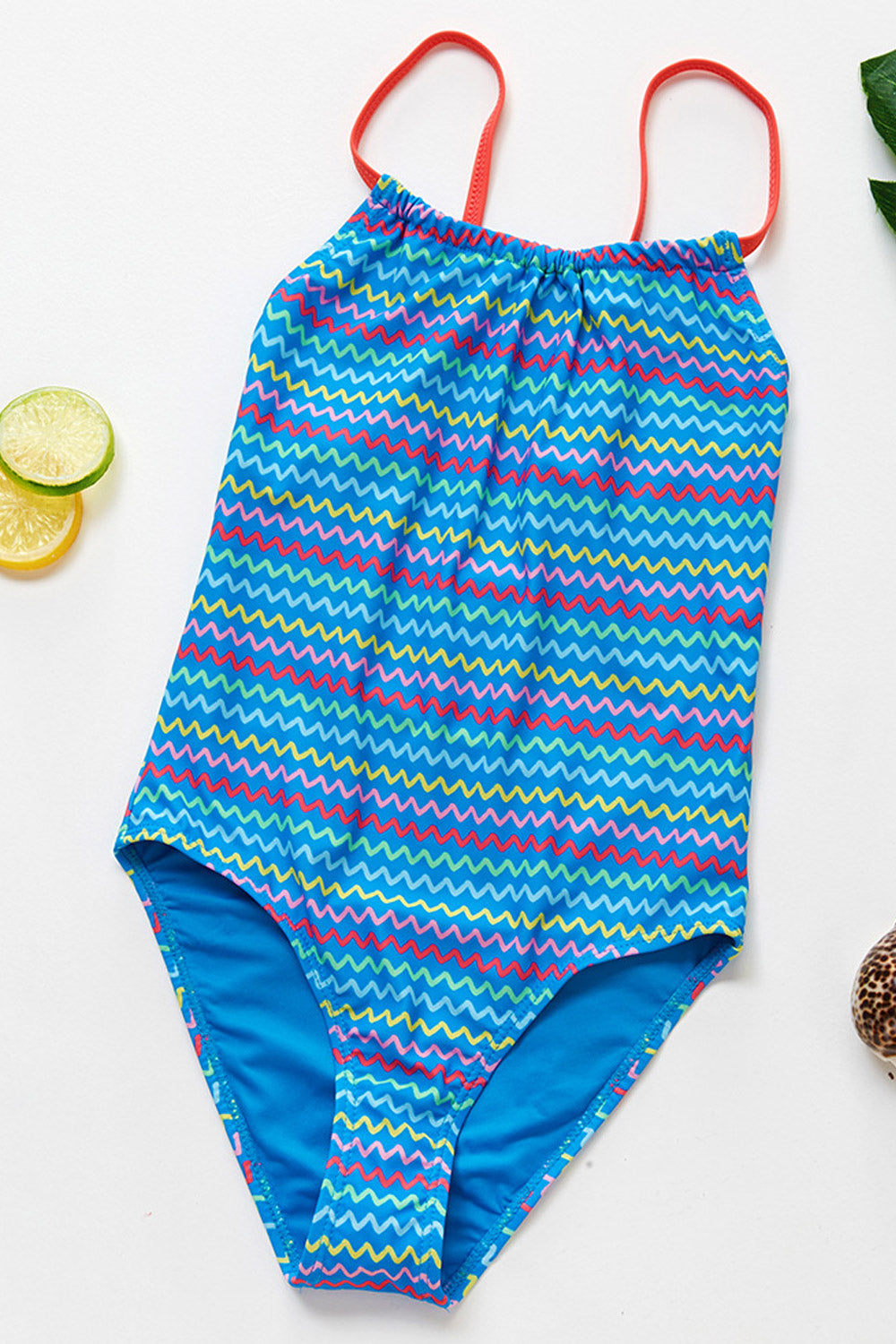 Kids Girls Summer Striped Hanging Neck Swimsuit