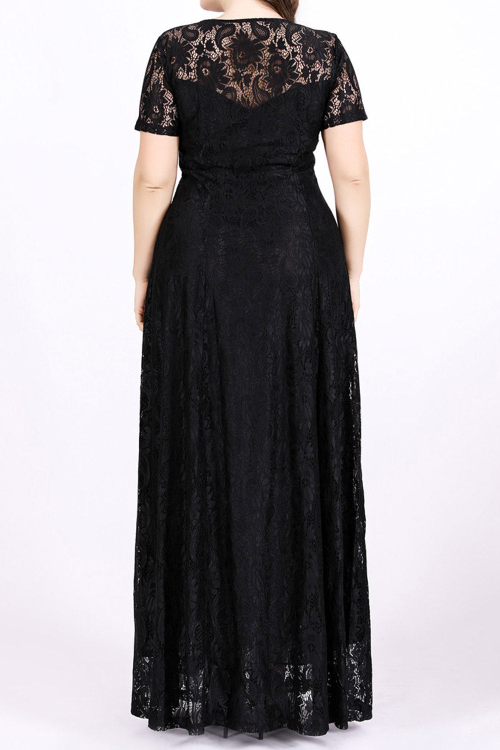 Women Plus O Neck Long Sleeve Ladies Prom Evening Floor Length Dress