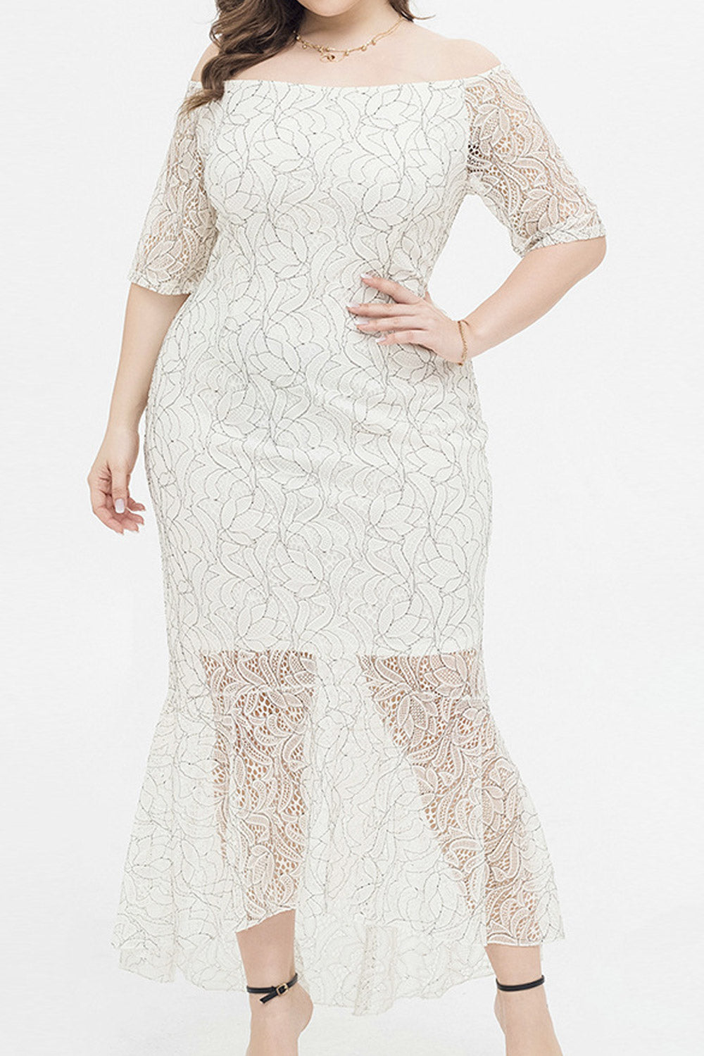 Women Plus Summer Lady Long Slim Lace Party Dress