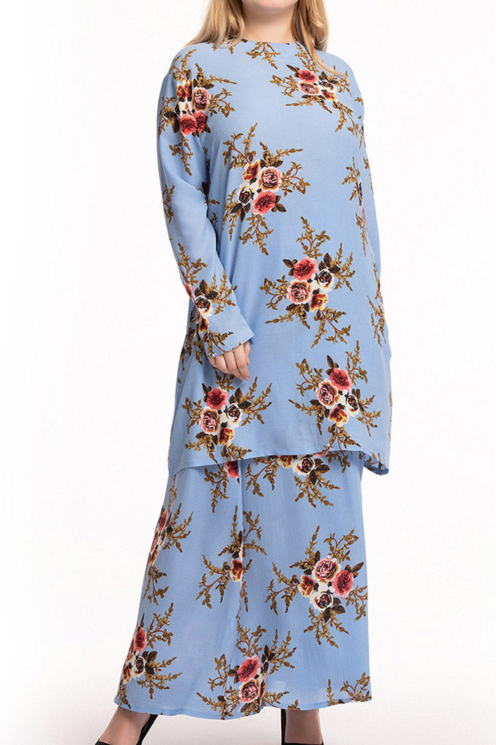 Women Plus Long Sleeve Floral Printed 2 Piece Regular Wear Set