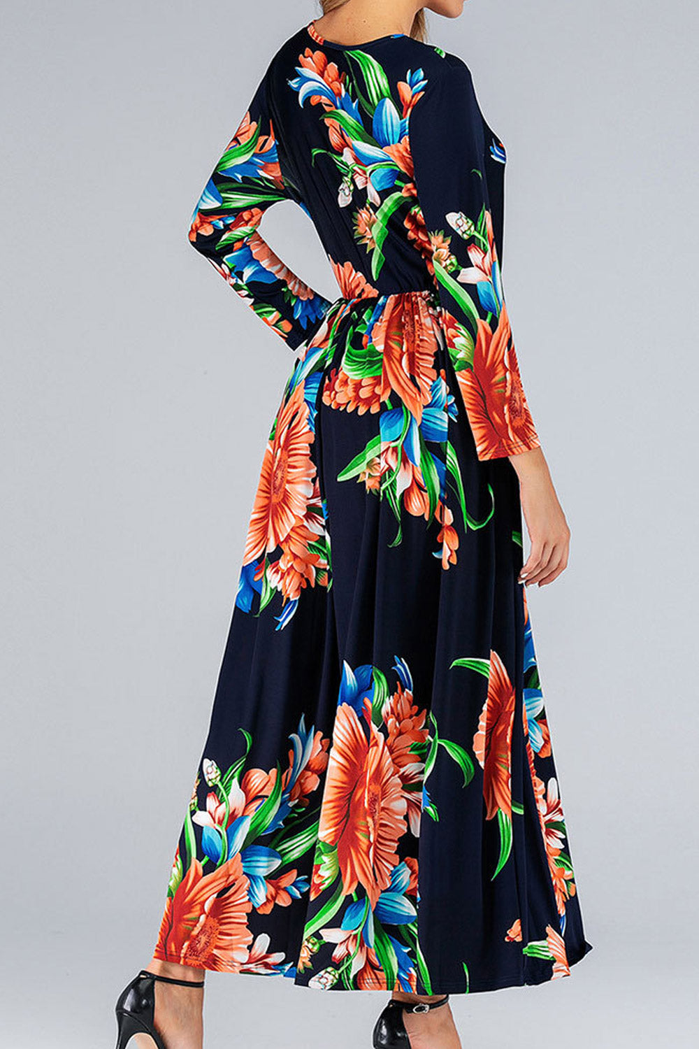 Women Plus High Waist Soft Fabric Floral Print Party Dress