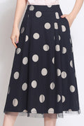 Women Fascinating Polka Dotted Thin High Waist Mid Length Skirt