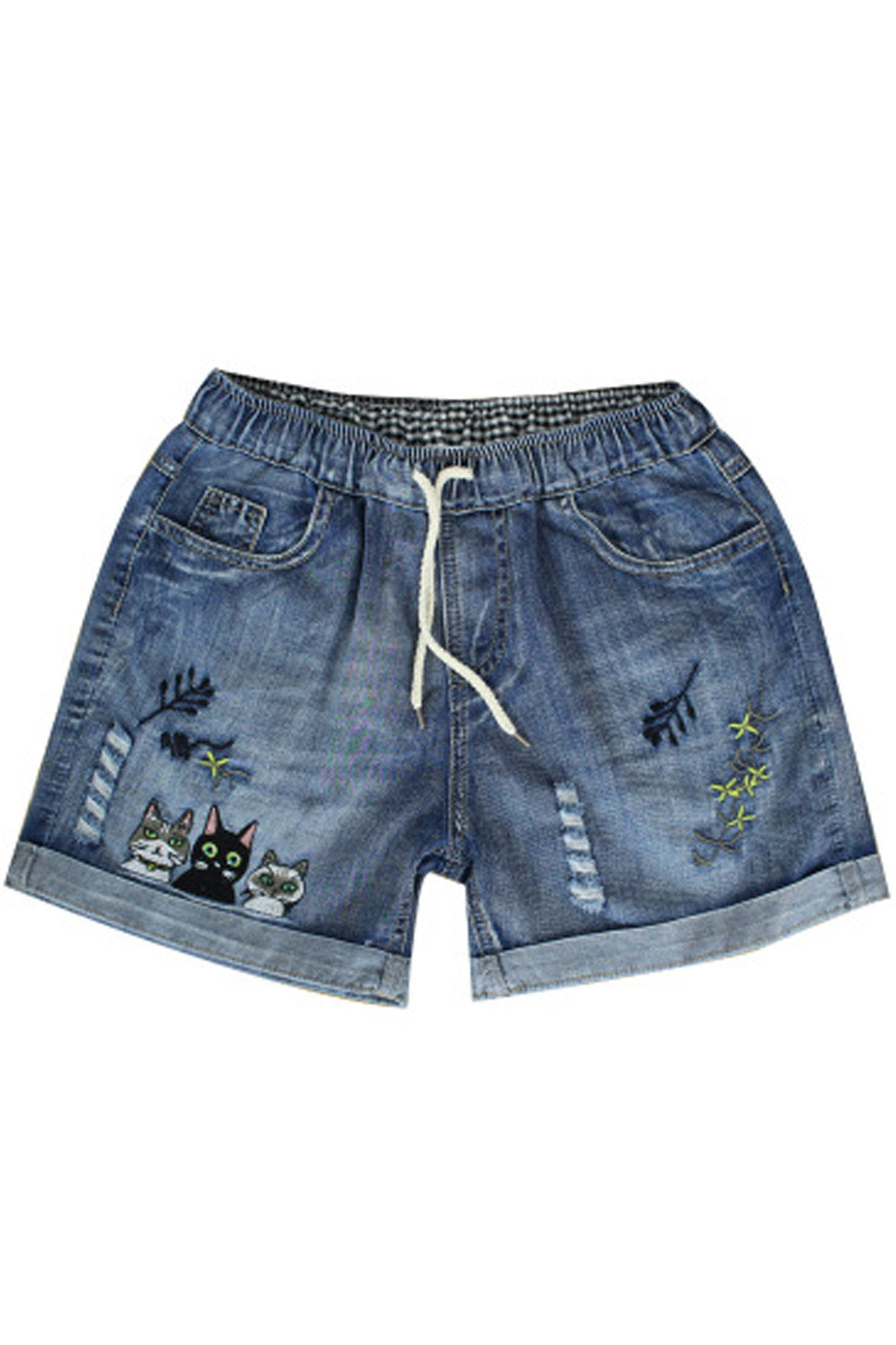 Women Trendy Summer Season Embroidered Pattern Casual Short