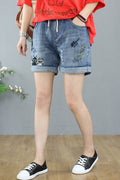 Women Trendy Summer Season Embroidered Pattern Casual Short